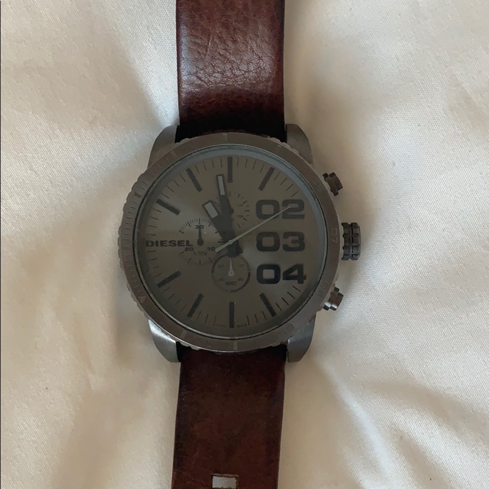Diesel leather band Gunmetal face watch